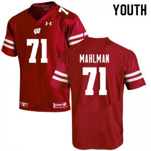 Youth Wisconsin Badgers NCAA #71 Riley Mahlman Red Authentic Under Armour Stitched College Football Jersey NO31B03GI
